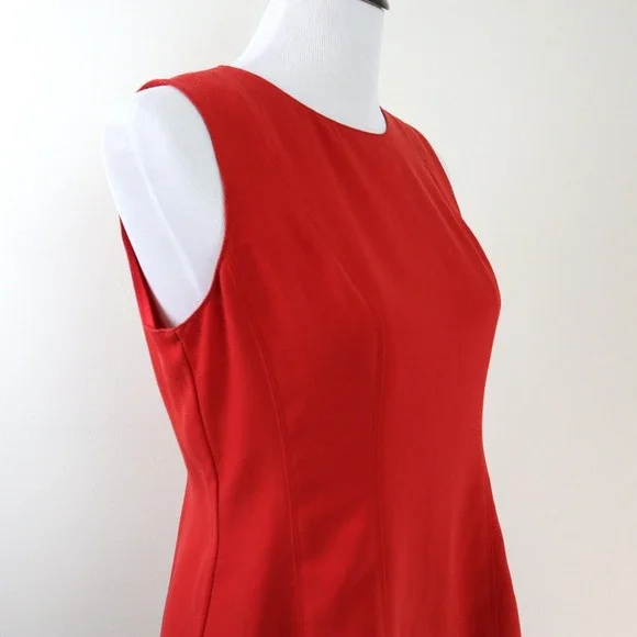 Ann Taylor Size 6 Seamed Shell High Low Top Orange 'Blazing Red' - Picture 9 of 11